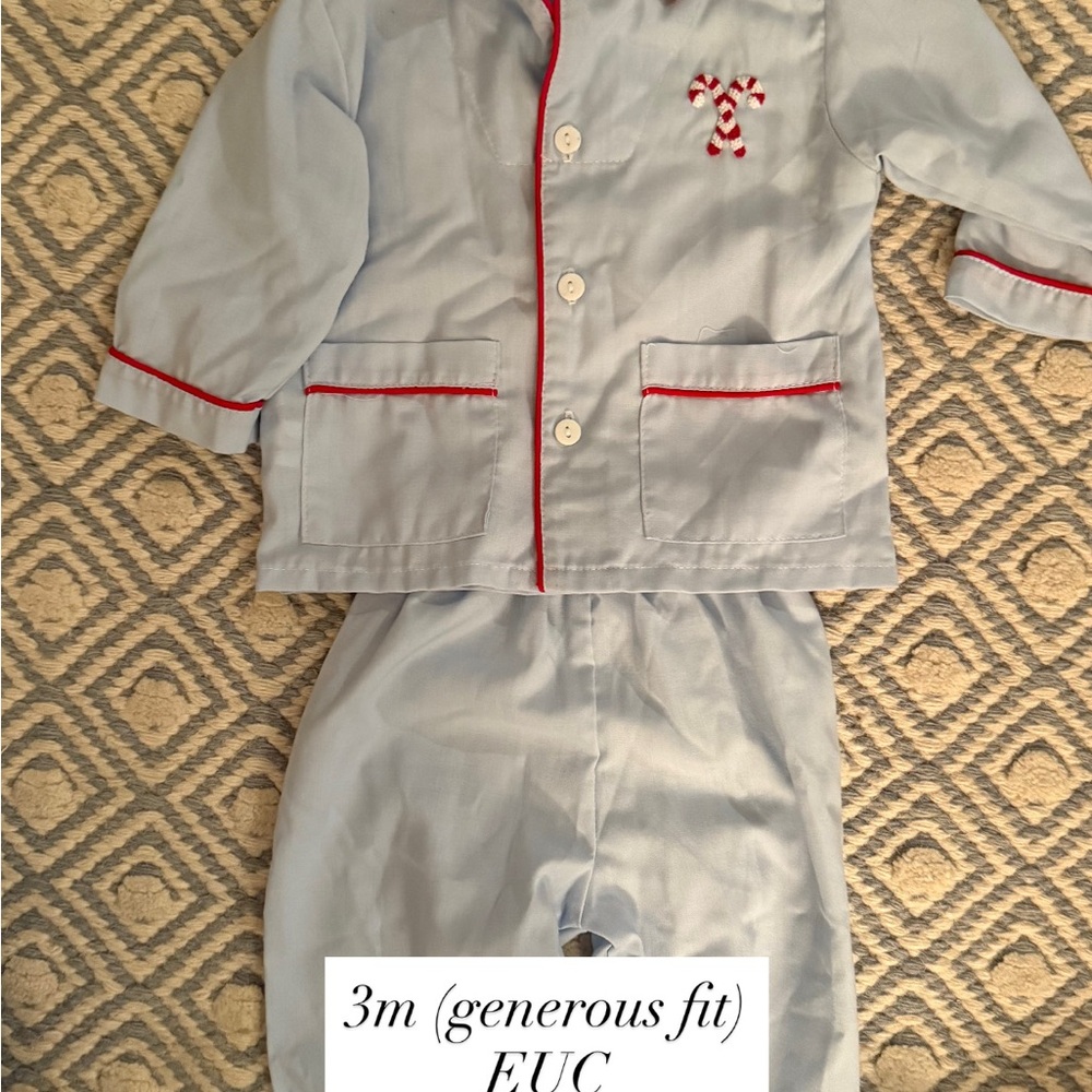 Blue Kids Pajamas with Red Trim